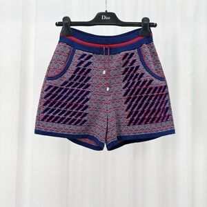 🚩steal authentic CHANEL Women's Blue and Red High Waist Knit Shorts